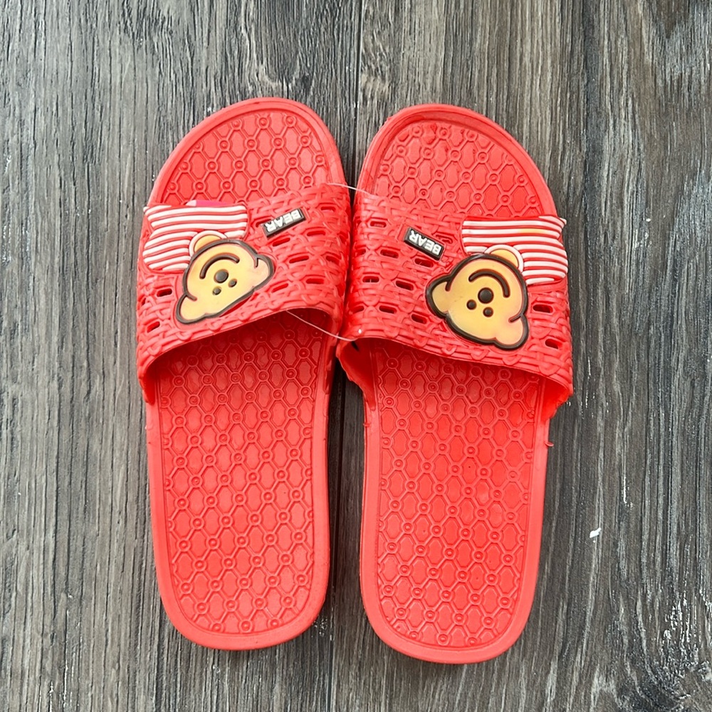 Brand New Cute Red Bear Rubber Slipper